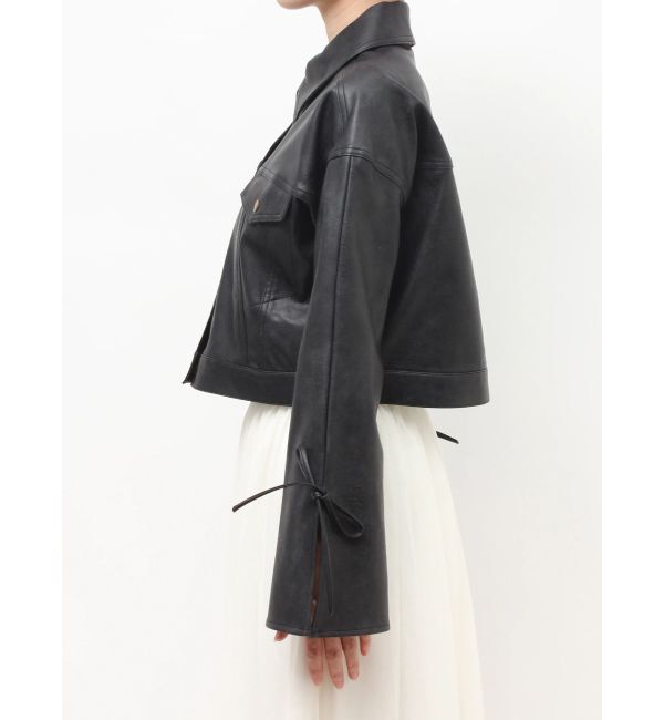 RESEXXY「リボンスリーブショートブルゾン」|ブルゾン・スタジャン|