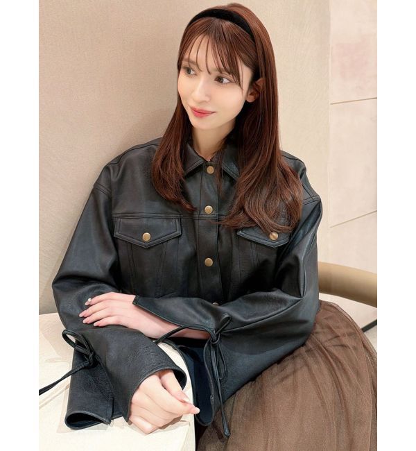 RESEXXY「リボンスリーブショートブルゾン」|ブルゾン・スタジャン|