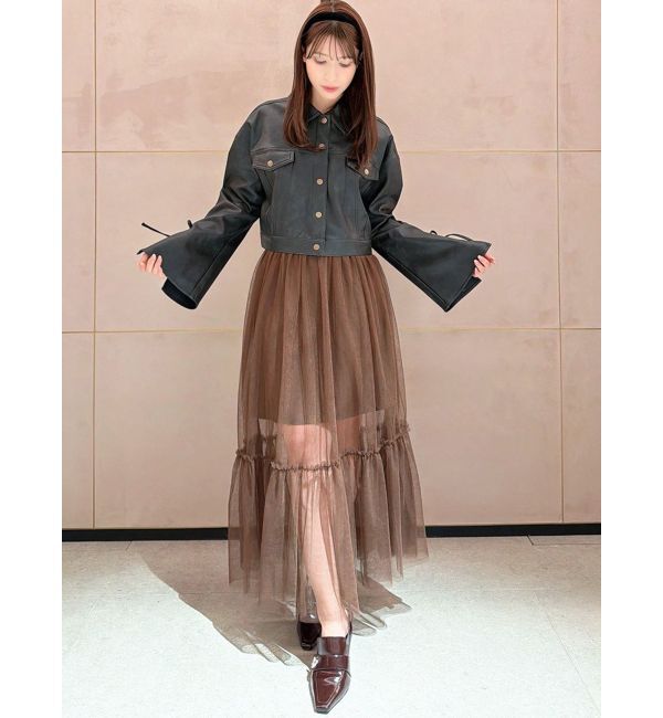 RESEXXY「リボンスリーブショートブルゾン」|ブルゾン・スタジャン|