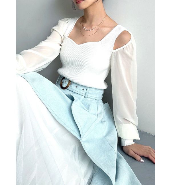 RESEXXY「シアースリーブニットプルオーバー」|ニット・セーター|ホワイト