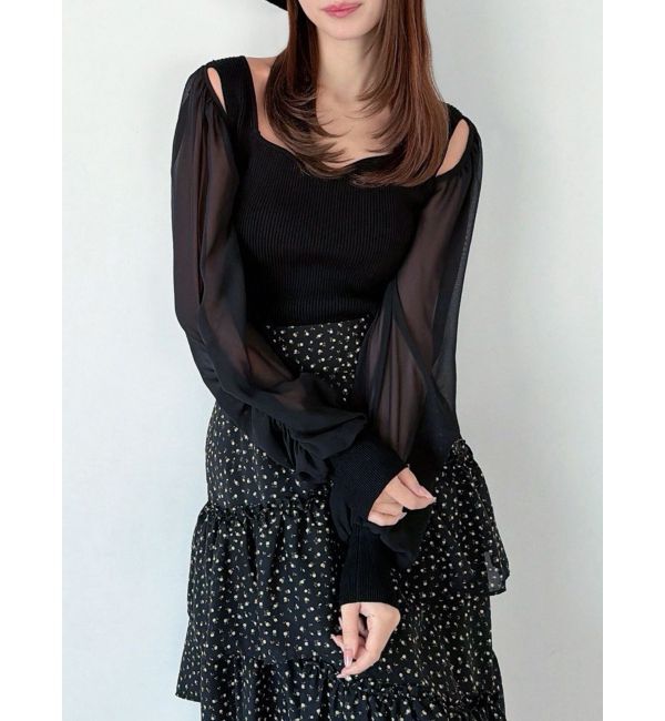 RESEXXY「シアースリーブニットプルオーバー」|ニット・セーター|ブラック