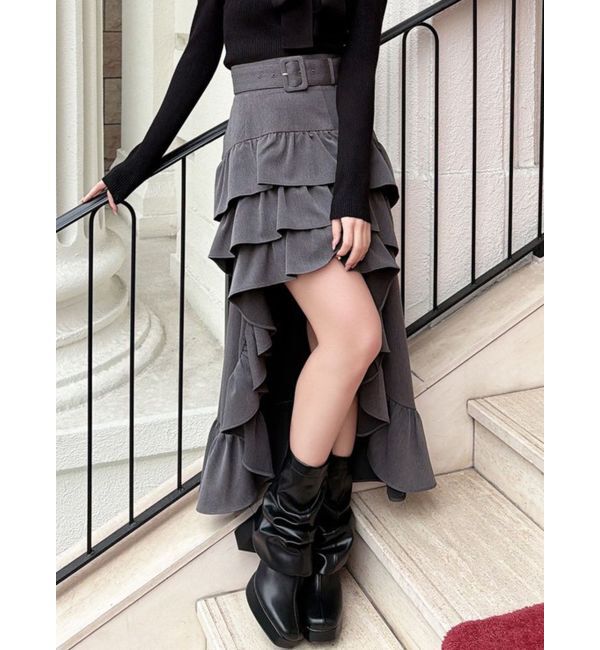 RESEXXY「ランダムフリルボリュームスカート」|スカート|チャコールグレー