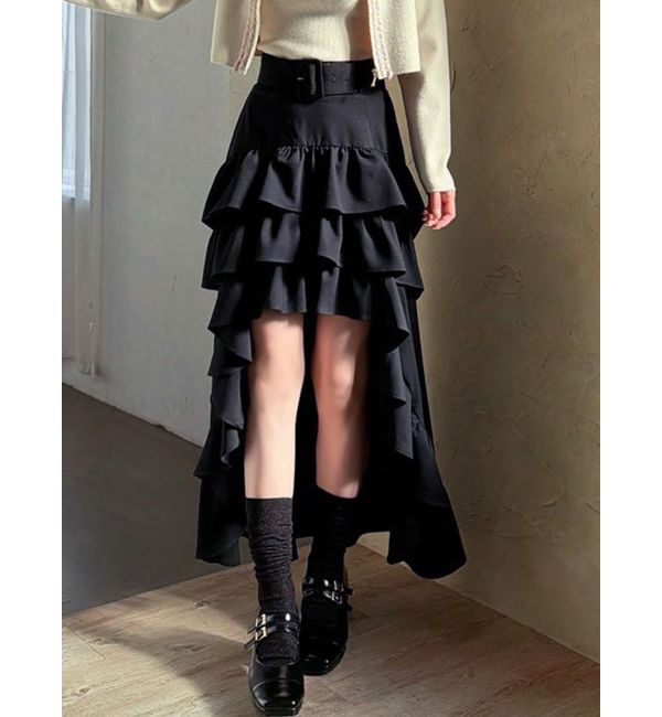 RESEXXY「ランダムフリルボリュームスカート」|スカート|ブラック