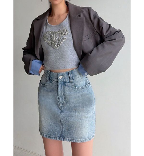 RESEXXY「レイヤードクロップドジャケット」|その他|チャコールグレー