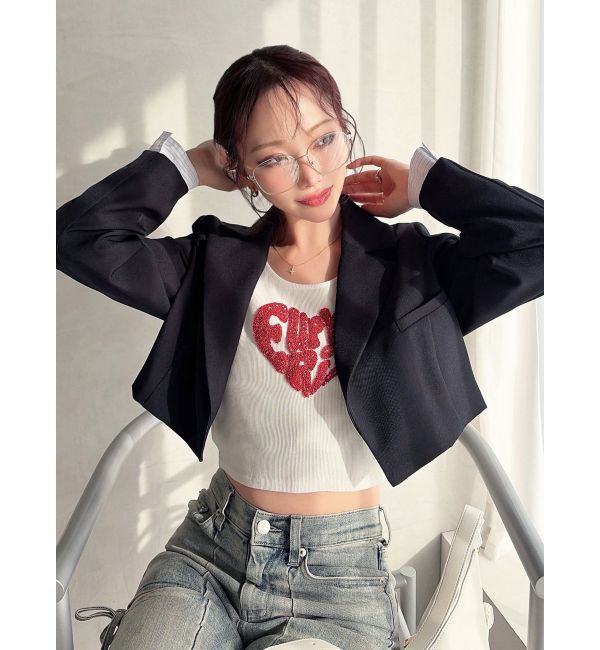 RESEXXY「レイヤードクロップドジャケット」|その他|ネイビー