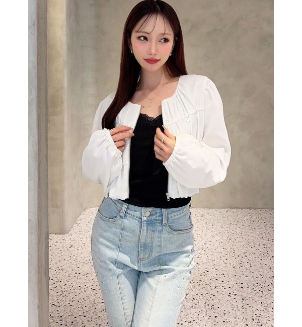 RESEXXY「ギャザークロップドブルゾン」|ブルゾン・スタジャン|