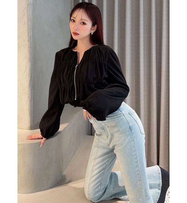 RESEXXY「ギャザークロップドブルゾン」|ブルゾン・スタジャン|