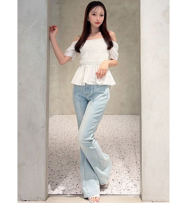 RESEXXY「ラインストーンデニムパンツ」|デニム|