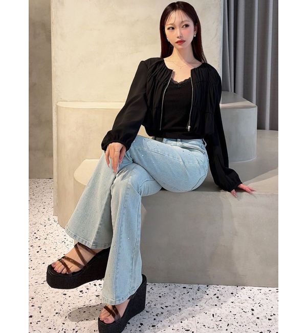 RESEXXY「ラインストーンデニムパンツ」|デニム|