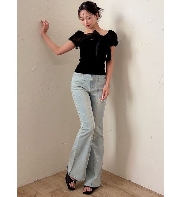 RESEXXY「ラインストーンデニムパンツ」|デニム|