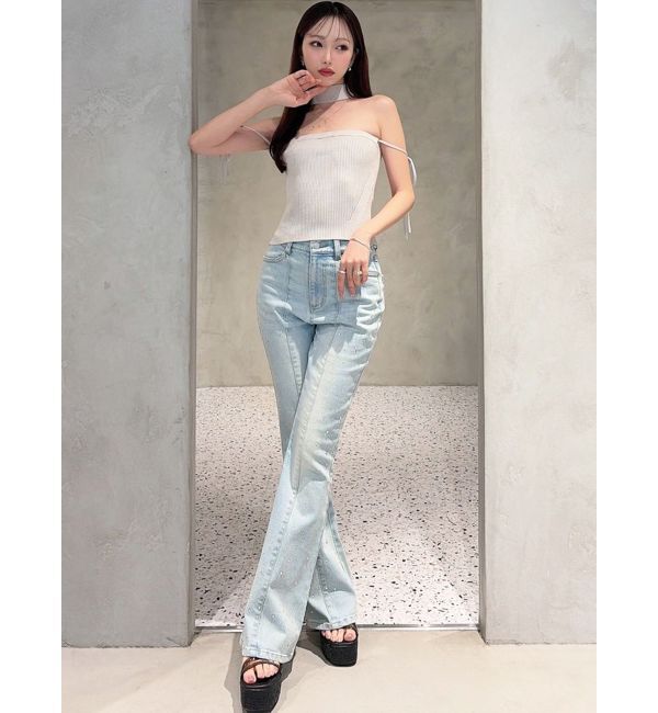 RESEXXY「ラインストーンデニムパンツ」|デニム|