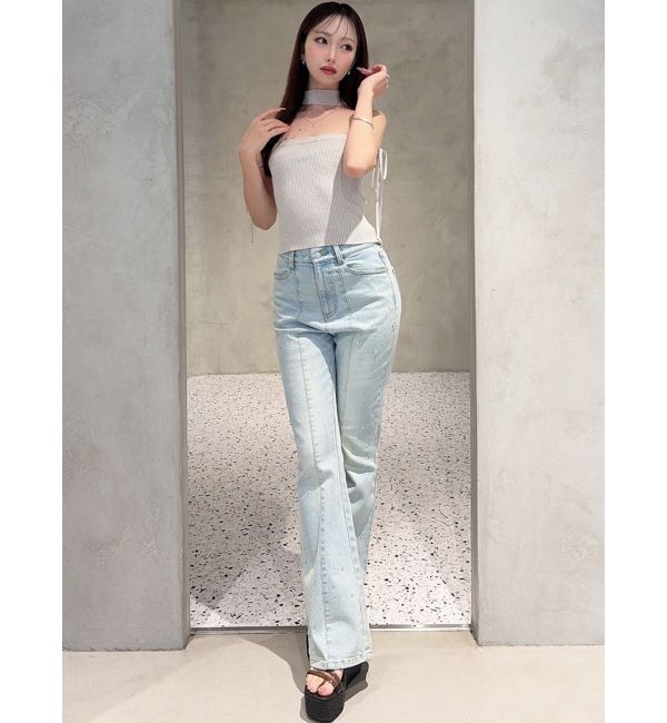 RESEXXY「ラインストーンデニムパンツ」|デニム|