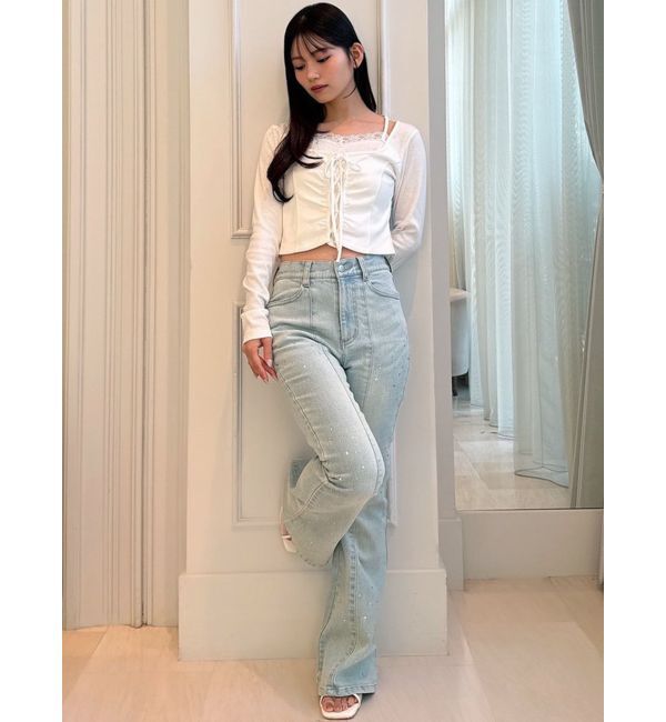 RESEXXY「ラインストーンデニムパンツ」|デニム|