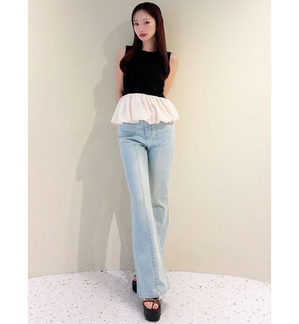 RESEXXY「ラインストーンデニムパンツ」|デニム|