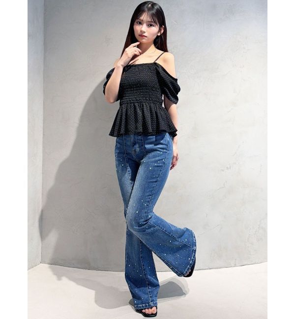 RESEXXY「ラインストーンデニムパンツ」|デニム|