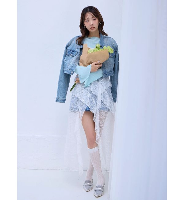 dazzlin「パールデニムショートジャケット」|デニムジャケット|
