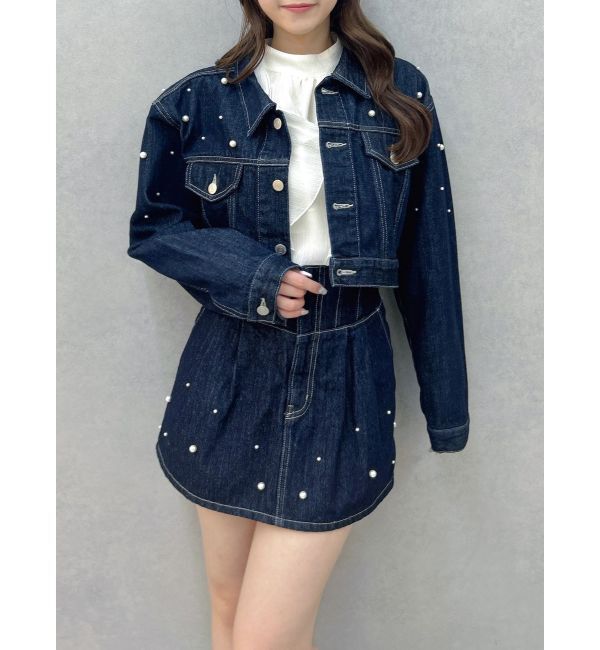 dazzlin「パールデニムショートジャケット」|デニムジャケット|インディゴ