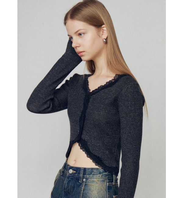 EMODA「レースエッジフィットリブトップ」|ニット・セーター|