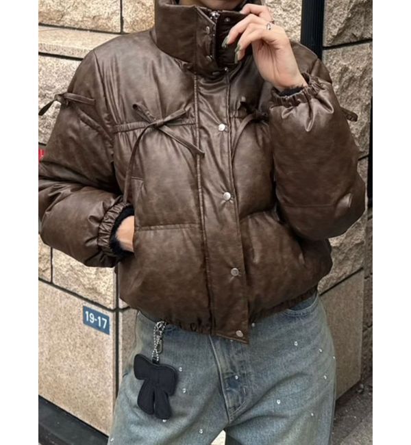 EMODA「リボンパッファーダウンブルゾン」|ダウン|ブラウン