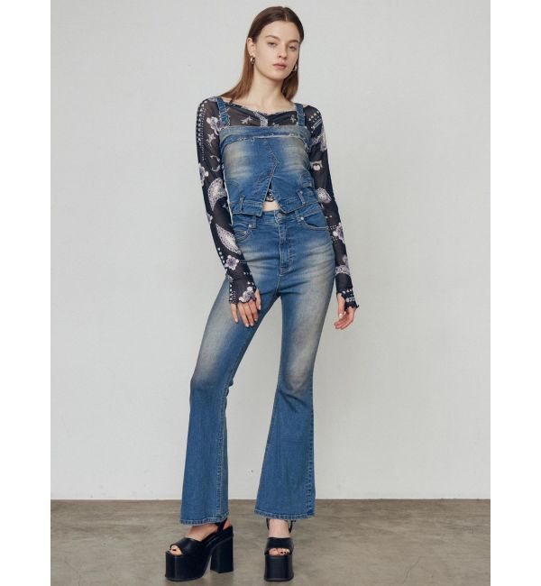 EMODA「デニムキャミサロペット」|ワンピース|アイスブルー