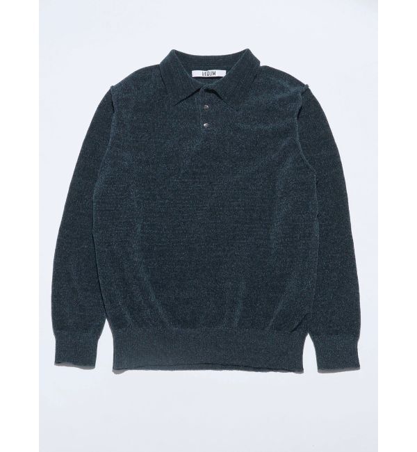 EMODA「【VEQUM】VELOUR TEXTURE KNIT POLO」|ニット・セーター|ブルー