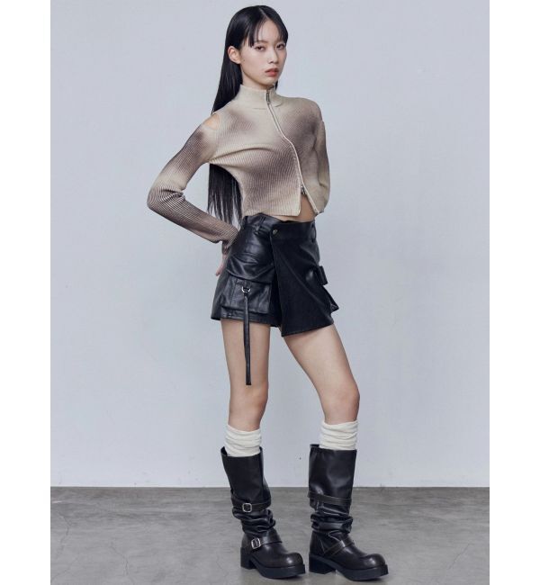 EMODA「カットウォッシュドプレーティングジップニット」|ニット・セーター|