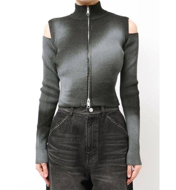 EMODA「カットウォッシュドプレーティングジップニット」|ニット・セーター|
