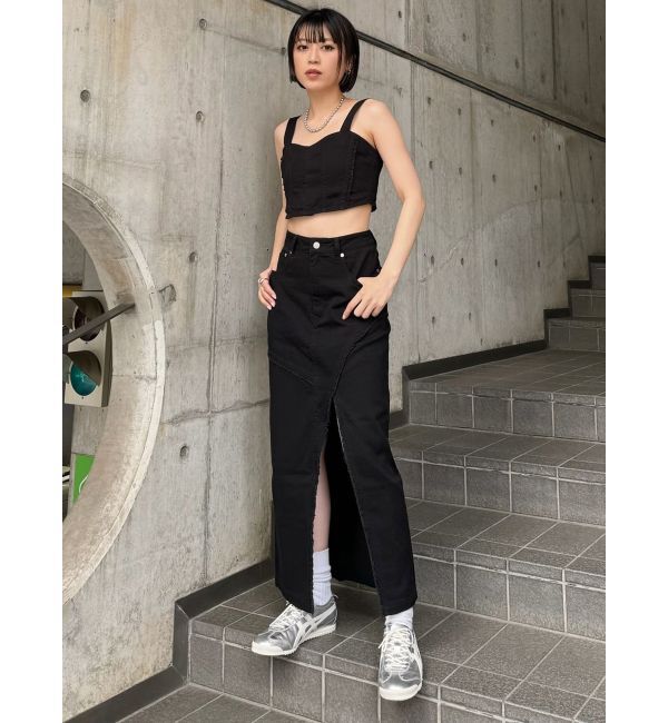 MURUA「デニムフロントオープンロングスカート」|スカート|