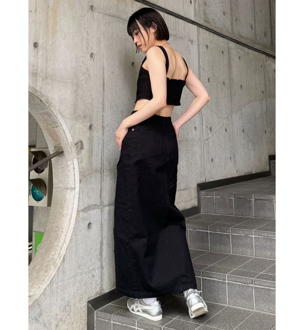 MURUA「デニムフロントオープンロングスカート」|スカート|