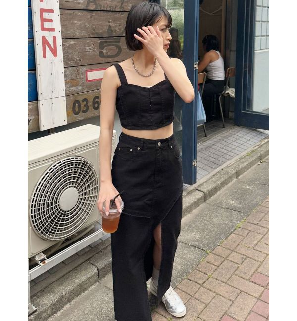 MURUA「デニムフロントオープンロングスカート」|スカート|