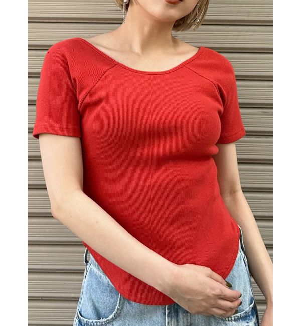 MURUA「バックシャンリブカットソー」|Tシャツ・カットソー|オレンジ