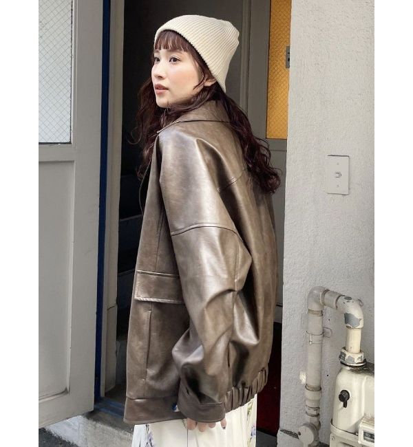 MURUA「フェイクレザーミドルジャケット」|ブルゾン・スタジャン|