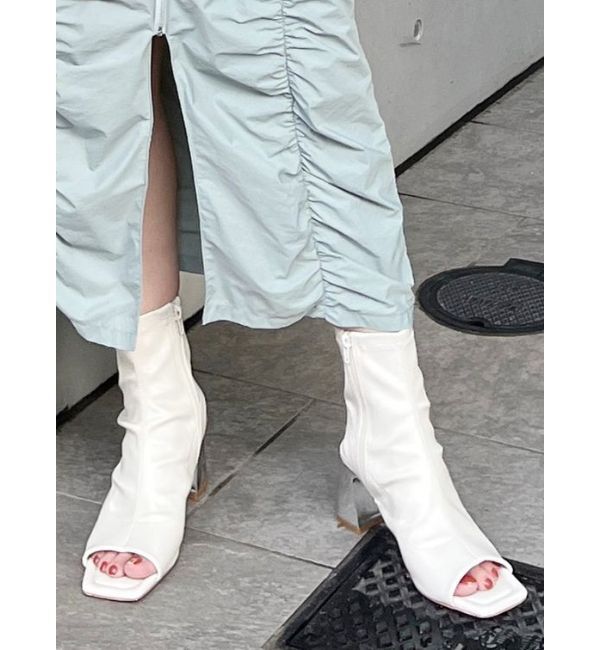 MURUA「ストレッチオープントゥブーツ」|ショートブーツ|ホワイト