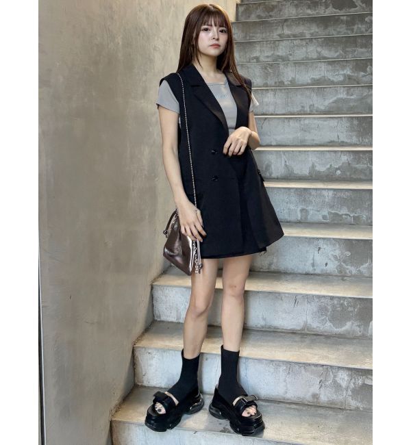 MURUA「バックベルトテーラードジレ【セットアップ着用可】」|ベスト・ジレ|