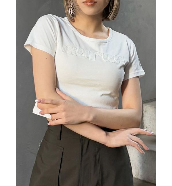 MURUA「パッチステッチクロップドT」|Tシャツ・カットソー|ホワイト