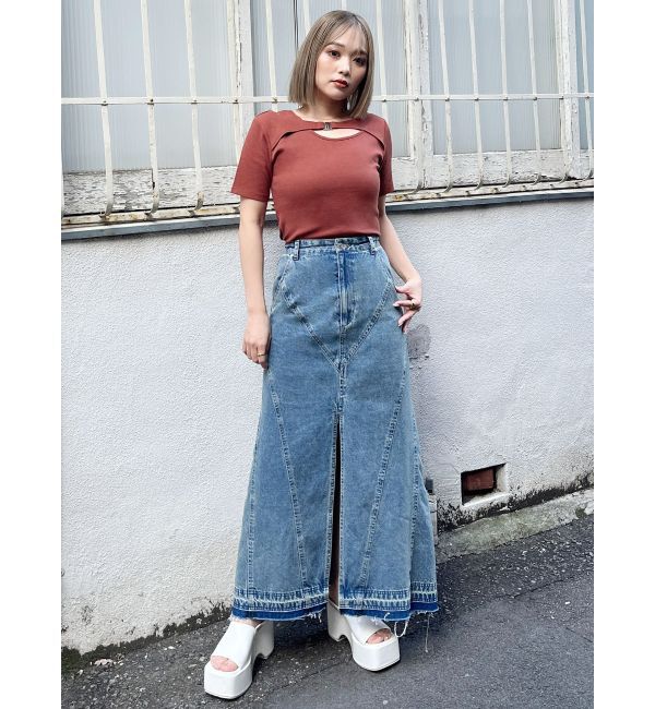 MURUA「パターンデザインデニムロングスカート」|スカート|