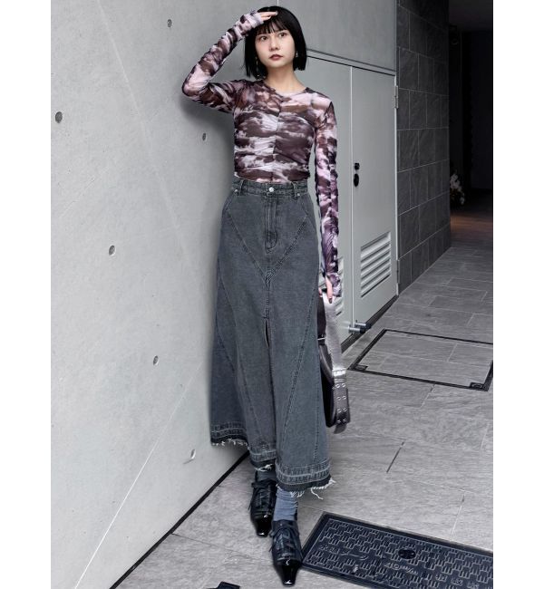 MURUA「パターンデザインデニムロングスカート」|スカート|