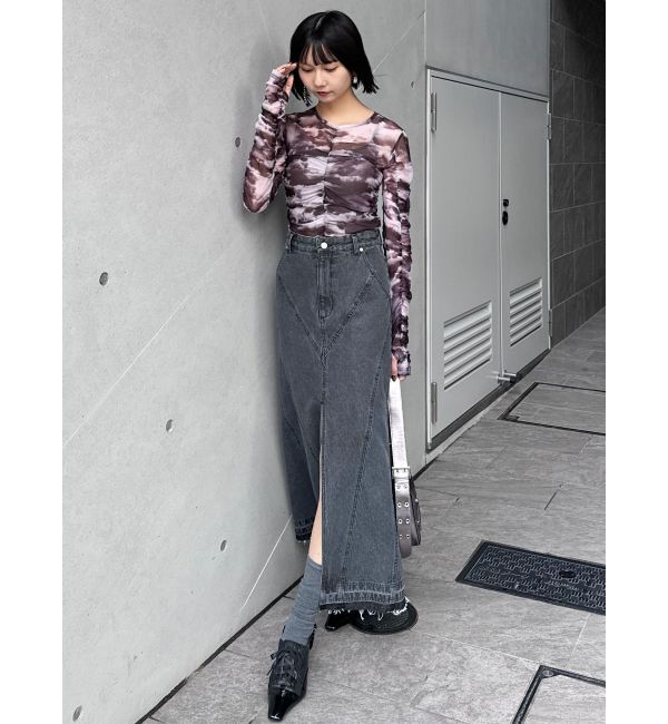 MURUA「パターンデザインデニムロングスカート」|スカート|