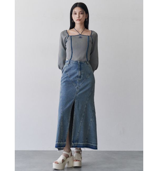 MURUA「パターンデザインデニムロングスカート」|スカート|