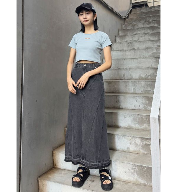 MURUA「パターンデザインデニムロングスカート」|スカート|