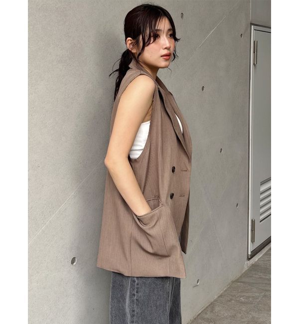 MURUA「ピークドラペルダブルミドルジレ」|ベスト・ジレ|