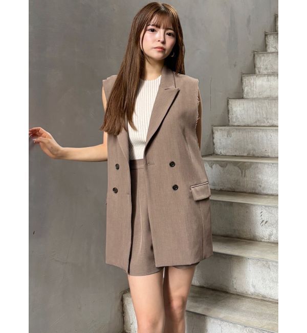 MURUA「ピークドラペルダブルミドルジレ」|ベスト・ジレ|