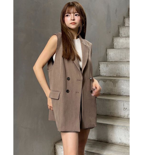 MURUA「ピークドラペルダブルミドルジレ」|ベスト・ジレ|