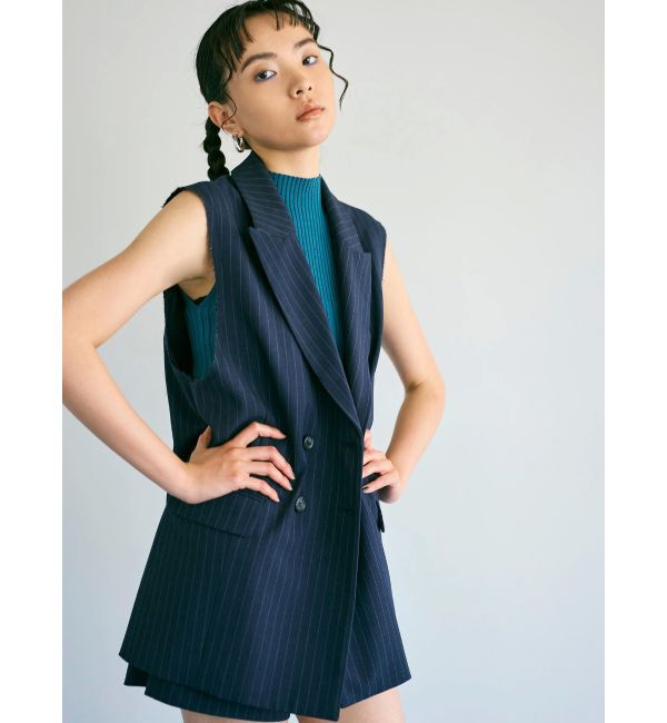 MURUA「ピークドラペルダブルミドルジレ」|ベスト・ジレ|