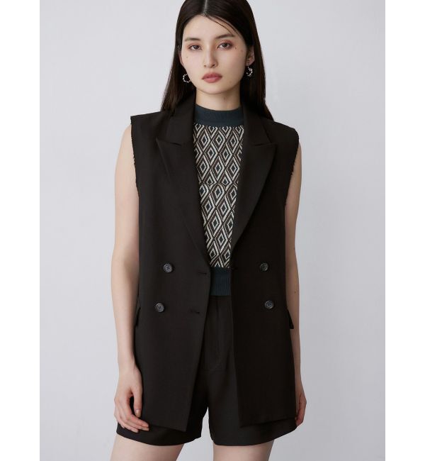 MURUA「ピークドラペルダブルミドルジレ」|ベスト・ジレ|ブラック