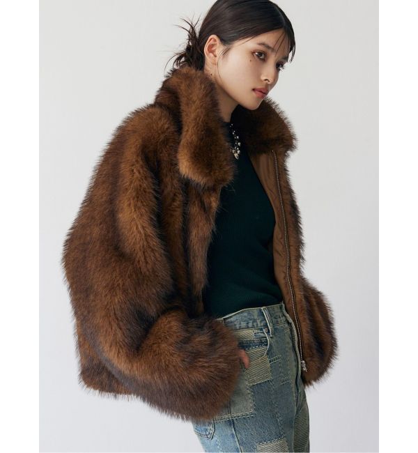 MURUA「MIXフェイクファーブルゾン」|ブルゾン・スタジャン|ブラウン