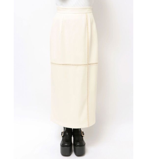 MURUA「クロシェドッキングフェイクレザースカート」|スカート|