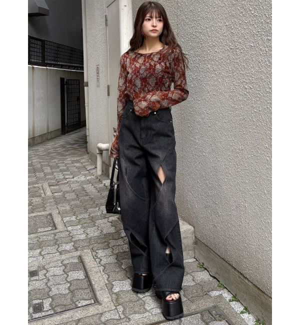 MURUA「フロッキーフラワーシアートップス」|Tシャツ・カットソー|