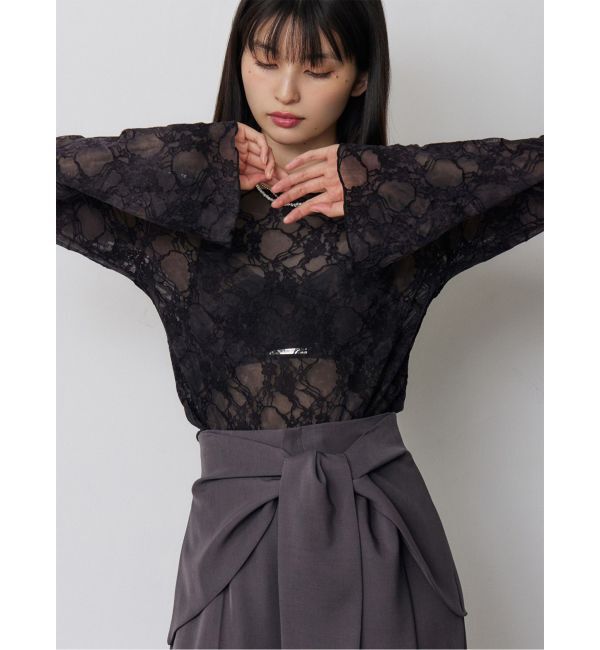 MURUA「フロッキーフラワーシアートップス」|Tシャツ・カットソー|ブラック