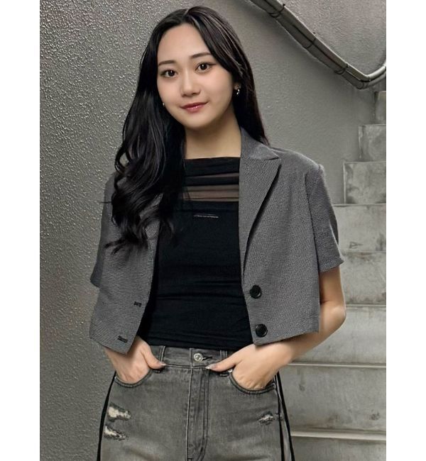 MURUA「メッシュショートシャツジャケット【セットアップ着用可】」|テーラードジャケット|